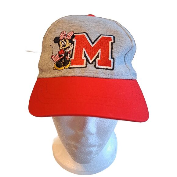 Disney Minnie Mouse Hat Cap Toddler Youth Red and Gray Adjustable One Size - Picture 1 of 11